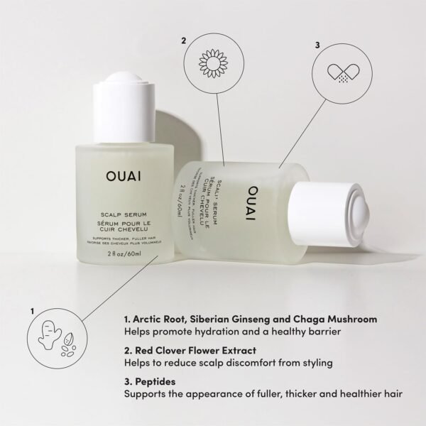 OUAI Scalp Serum - Balancing and Hydrating Serum with Red Clover Extract, Siberian Ginseng and Peptides for Thicker and Fuller-Looking Hair - Paraben, Phthalate and Sulfate Free Scalp Care (2 Fl Oz) - Image 3