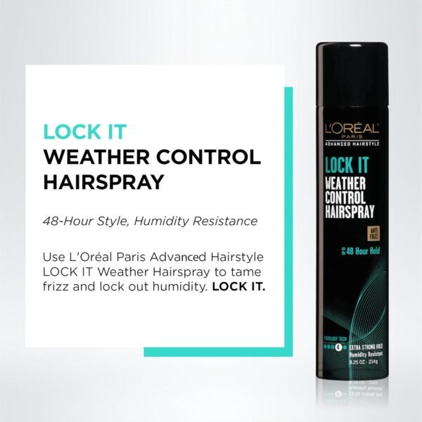 L'Oréal Paris Advanced Hairstyle LOCK IT Weather Control Hairspray, 8.25 oz. (Packaging May Vary) - Image 2