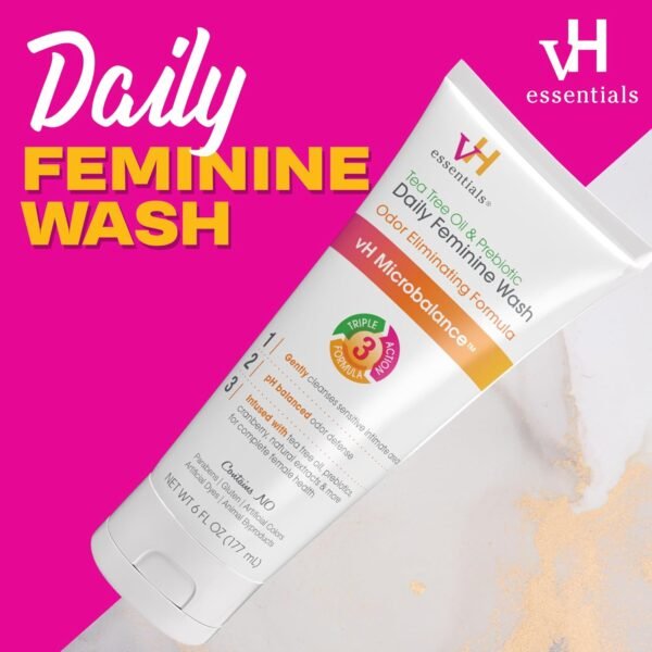 vH essentials, Ph Balanced Daily Feminine Wash, Tea Tree Oil & Prebiotic, 6, Fl Oz - Image 3