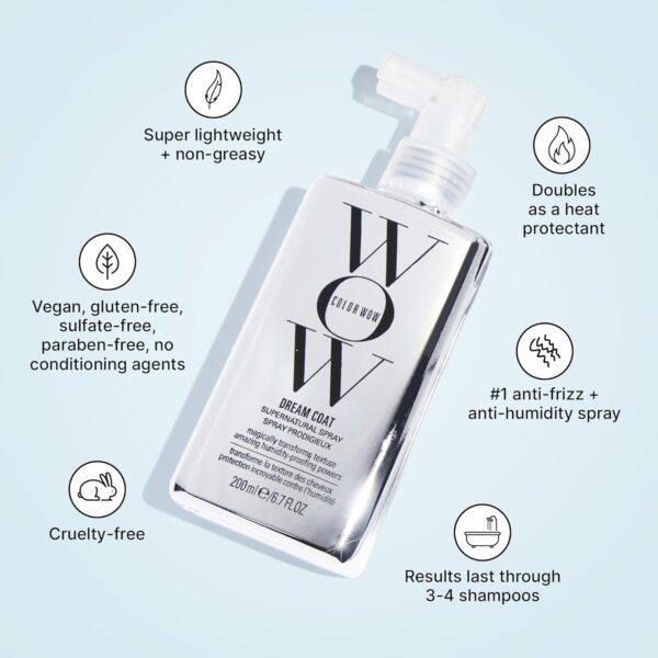 COLOR WOW Dream Coat Supernatural Spray – Keep Your Hair Frizz-Free and Shiny No Matter the Weather with Award-Winning Anti-Humidity Treatment - Image 3