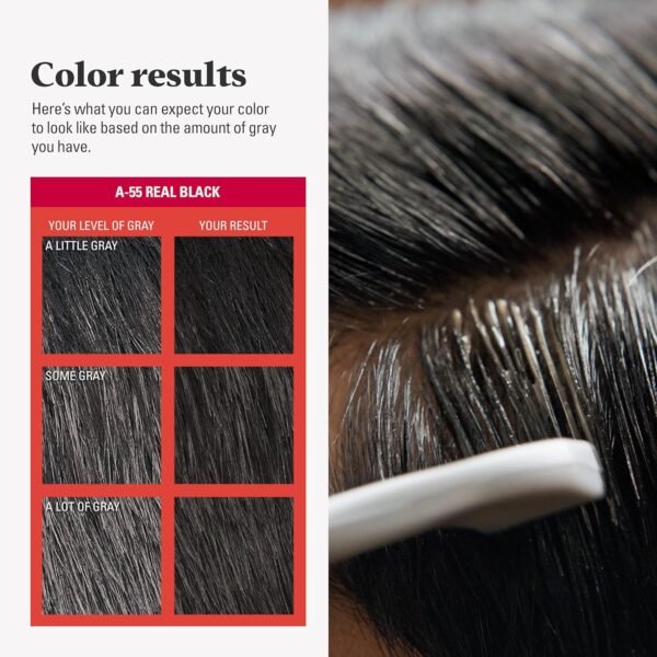 Just For Men Easy Comb-In Color Mens Hair Dye, Easy No Mix Application with Comb Applicator - Real Black, A-55, Pack of 3 - Image 4